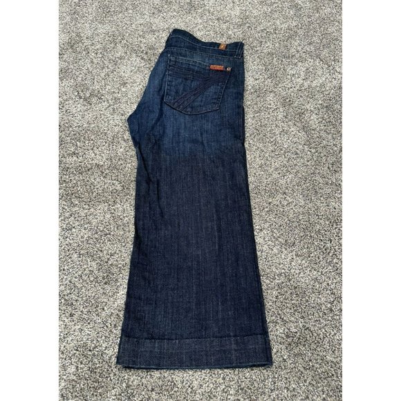 7 For All Mankind Dojo Crop Dark Wash Denim Size 28 EUC - Picture 1 of 9